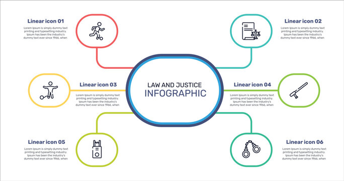 law and justice outline icon set featuring escape, corporative law, baton, electroshock weapon icons.