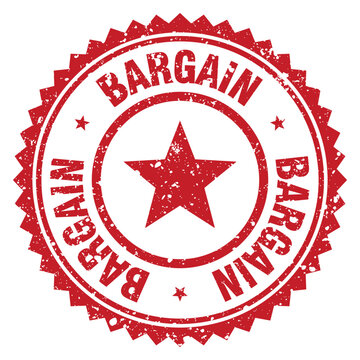 bargain red grunge round stamp. bargain stamp