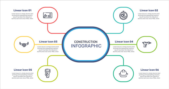 construction outline icon set featuring business cards, cross stitch, glue gun, multimeter icons.