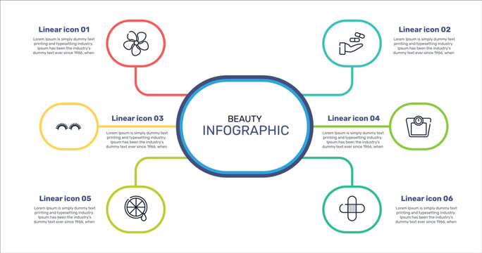 beauty outline icon set featuring jasmine, treatment, weighing scale, lemon juice icons.