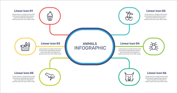 animals outline icon set featuring cupcake, cherry, flea, otter icons.