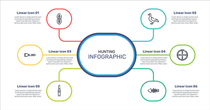 hunting outline icon set featuring plankton, goose, crosshair, bullets icons.