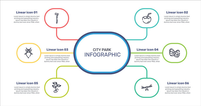 city park outline icon set featuring axe, coconut drink, easter egg, beans icons.