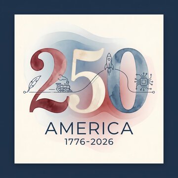 America Celebrates 250 Years of History and Future Innovation. 4th of July.