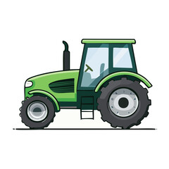Obraz premium Green tractor side view illustration