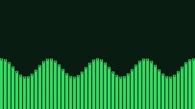 Seamless loop of trading charts and candlesticks with euro symbols moving in a sine wave pattern, representing currency exchange rate dynamics and financial market volatility.