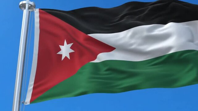 Flag of jordan waving in the wind, realistic 3d rendering of the jordanian national flag