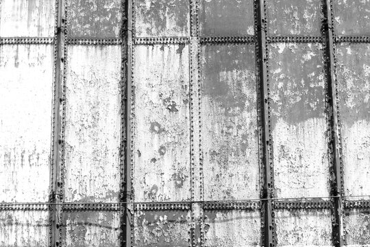 Old rusty hangar and silo