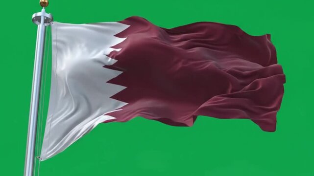 Waving flag of qatar, national flag of qatar, 3d rendering, closeup view