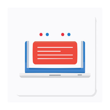 Flat design laptop icon with browser window