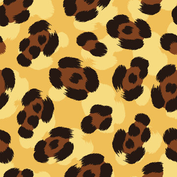 Seamless abstract organic beige-brown pattern with fluid spotted shapes for modern decorative design