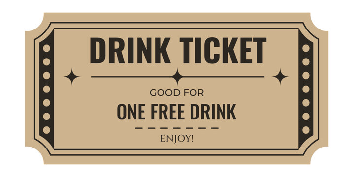Vintage Free Drink Ticket Template with Retro Voucher Design