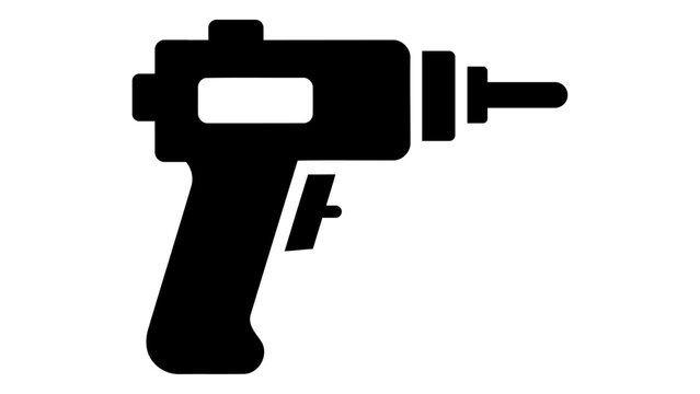 A black icon of a plastic welding gun, representing its usage and function.
