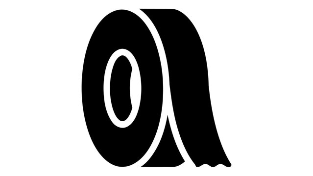 A black icon of an insulation tape roll on a white background, representing its use and function.