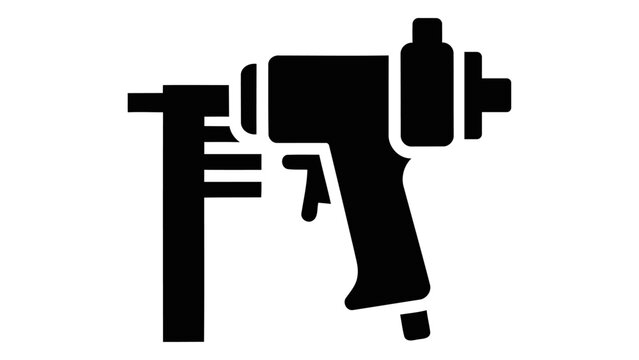 A black silhouette icon of a nail gun, representing a pneumatic tool. The image is clean and simple, suitable for techni
