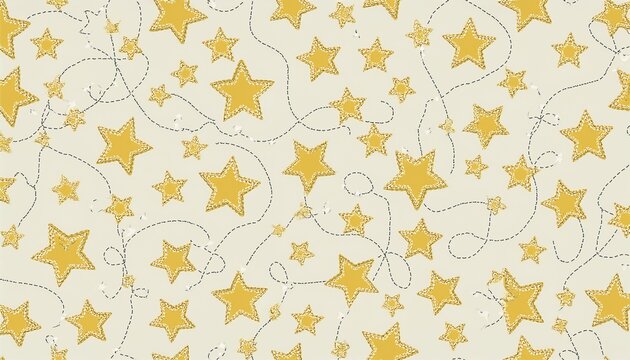 Motif Sans Couture De Petites Etoiles Jaunes Scintillantes Et De Points Delicats Sur Un Fond Clair Ideal Pour Les Celebrations