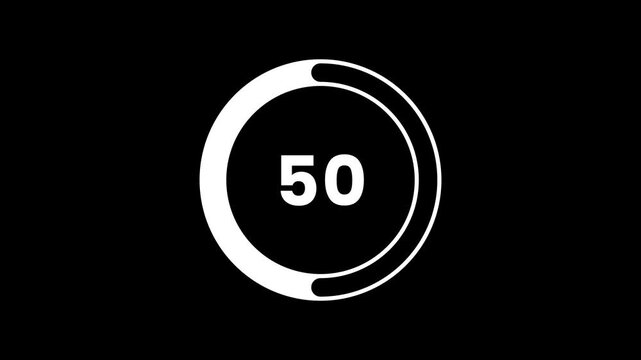 0 to 100 infographic circle, Loading ring shows zero to hundred percent completion status on a stark black.