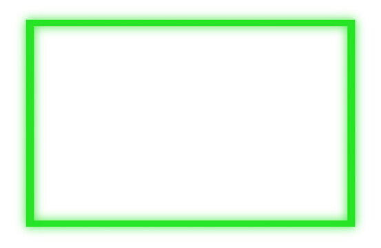 Neon Green Glowing Rectangle Frame Overlay on Transparent Background

