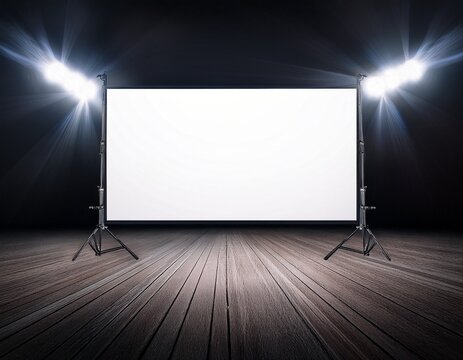 movie poster frame mockup with spotlights from above