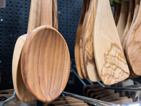 Wooden Cooking Spoon Displayed on Retail Shelf