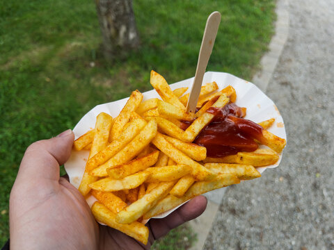 Delicious Crispy French Fries Served with Ketchup
