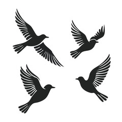 Fototapeta premium Minimalist black bird silhouettes in flight