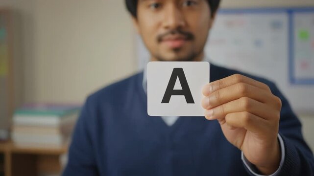 Educational alphabet flashcard activity helping students recognize letters, improve literacy skills, language development, and early childhood learning.