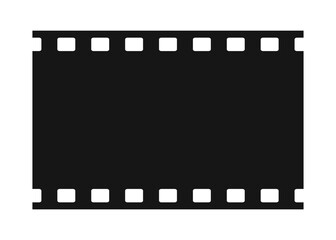 Fototapeta premium Black Film Reel Strip Icon Vector Illustration with Movie Negative Frame Silhouette