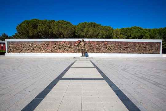 Grand Canakkale War Relief Monument with Mustafa Kemal Ataturk Statue in Gallipoli Turkey