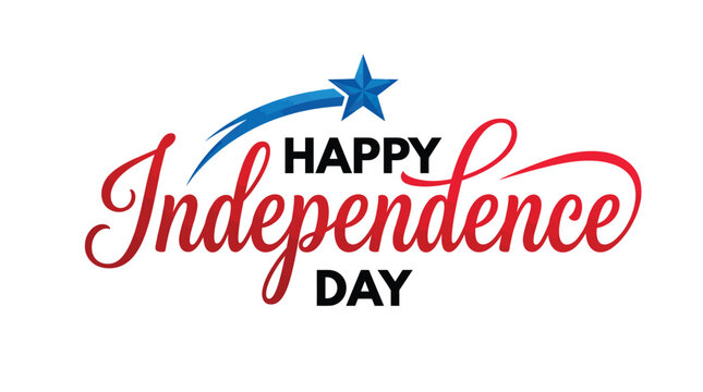 Elegant red and blue typography design celebrating the national american holiday of happy independence day