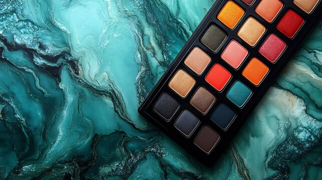 Makeup Eyeshadow Palette on Marble