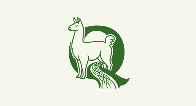 Green Llama Logo with Curved Tail Design.