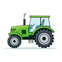 Naklejka premium Green tractor side view flat illustration