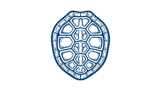 Hand-drawn turtle shell illustration, simple blue outline, isolated on white background