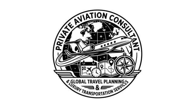 Private Jet Travel Logo: Global Aviation and Luxury Transportation Services