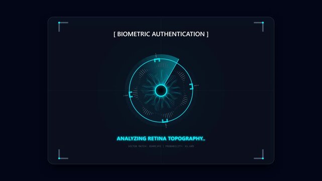 Futuristic Biometric Retina Scan Interface with Access Granted Screen.
