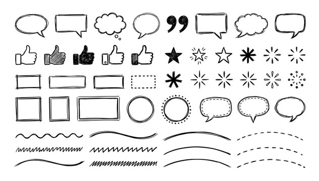 Hand drawn doodle elements set