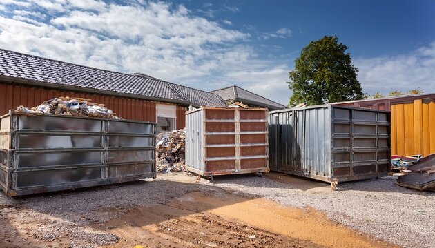 secure storage of renovation debris in metal containers at home site