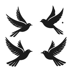 Obraz premium Minimalist Black Flying Birds Illustration