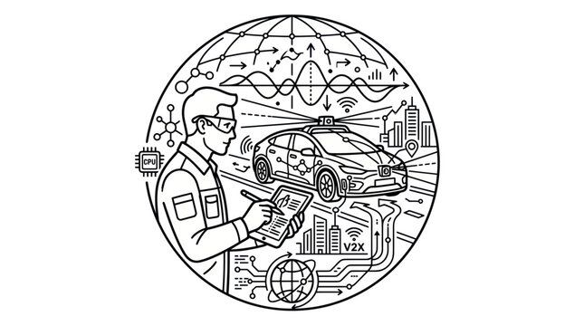 Autonomous Vehicle Development: Engineer Designing Self-Driving Car Technology