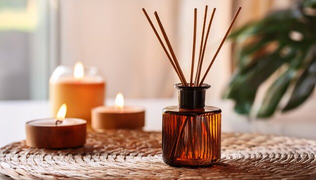 reed diffuser amber bottle aromatherapy fragrance home scent essential oils sticks