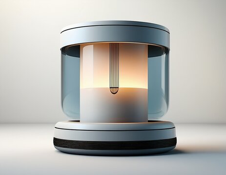 high quality 3d render of a modern motion sensor light with a cylindrical design white background