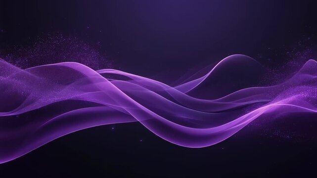 Abstract purple and black flowing wave shapes on a dark background