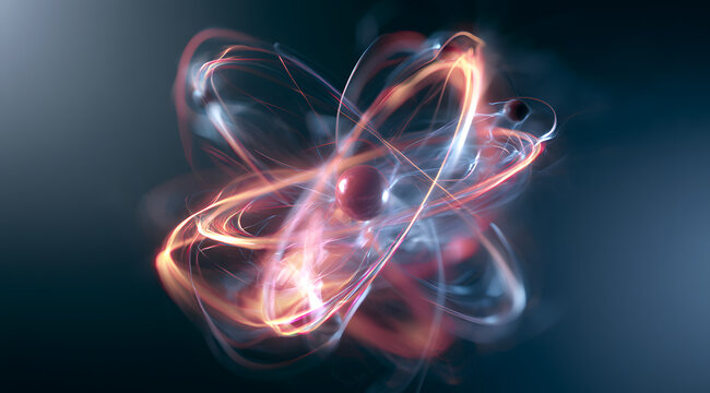In molecular research, the abstract atomic structure, with electrons in orbit, is studied