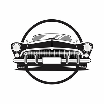 Vintage Automobile Front View Emblem Classic Car Design Retro Vehicle Icon