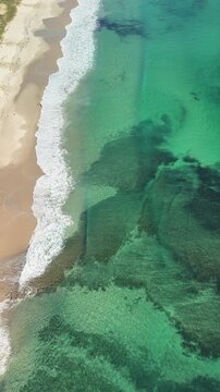 Port Willunga Beach, South Australia &ndash; 4K Vertical Aerial Drone Footage of Australia Beach, Limestone Cliffs, Golden Sand, Clear Blue Ocean Coastline, and Coastal Houses near Blanche Point
