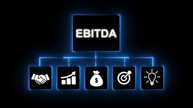 EBITDA Earnings Before Interest Taxes Depreciation and Amortization Flowchart with Icons EBITDA