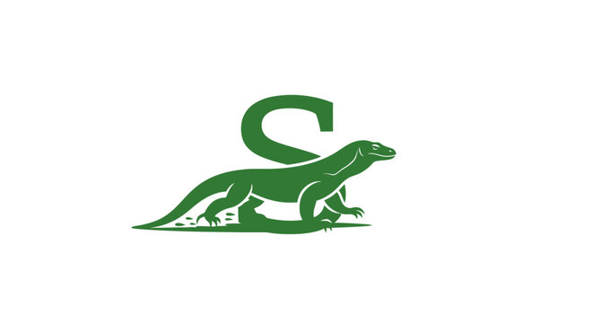 Green Lizard and Letter S Logo Design.