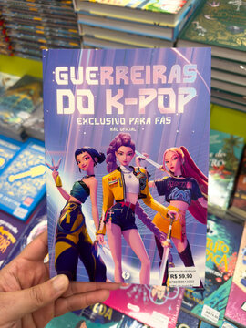 K-pop Warriors Book Display in Retail Store