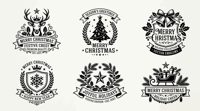 Black Christmas Logos and Labels.